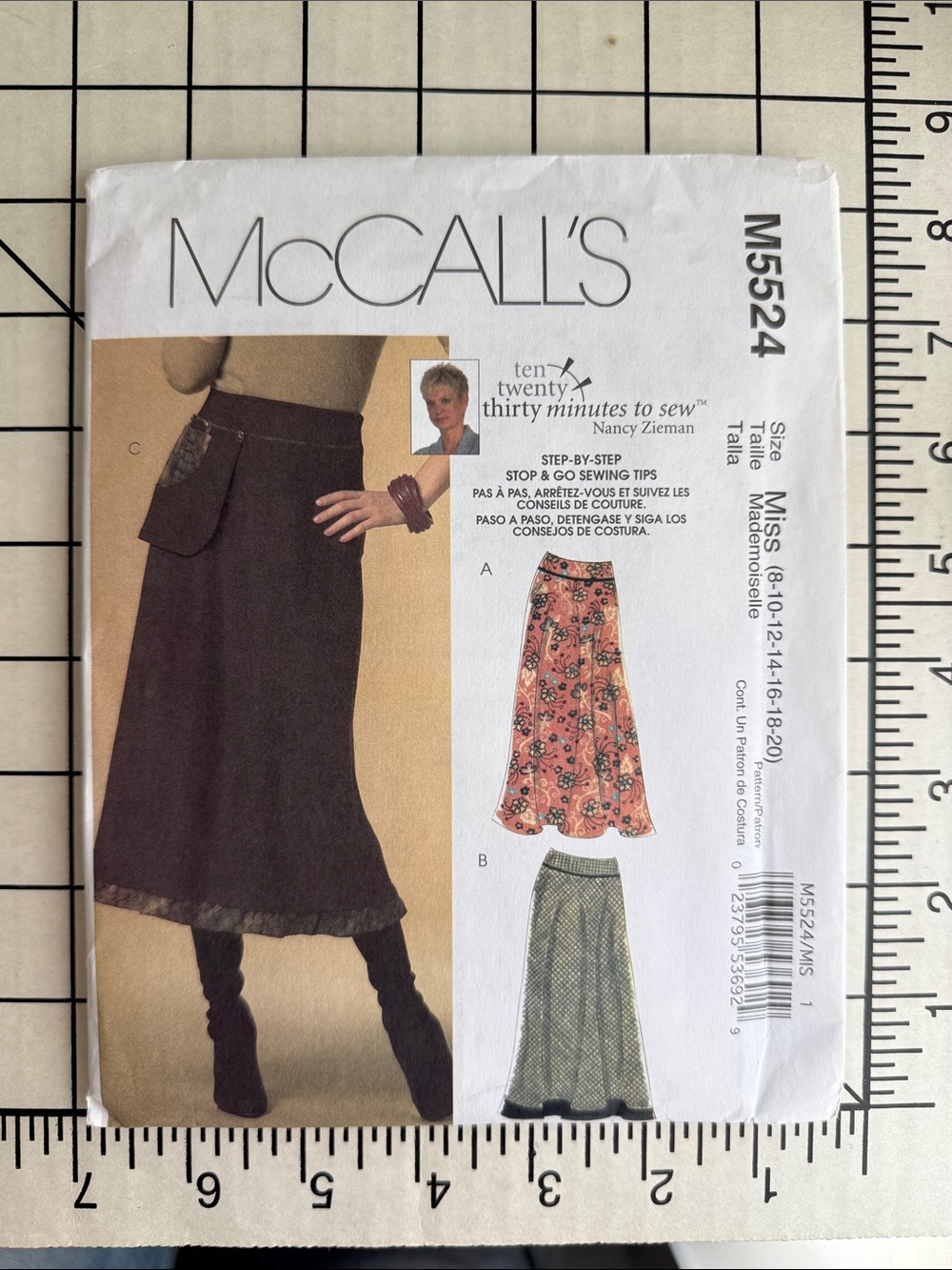 McCall’s M5524 Sewing with Nancy Bias Skirt Pattern Sz 8-20 Uncut Factory Folded